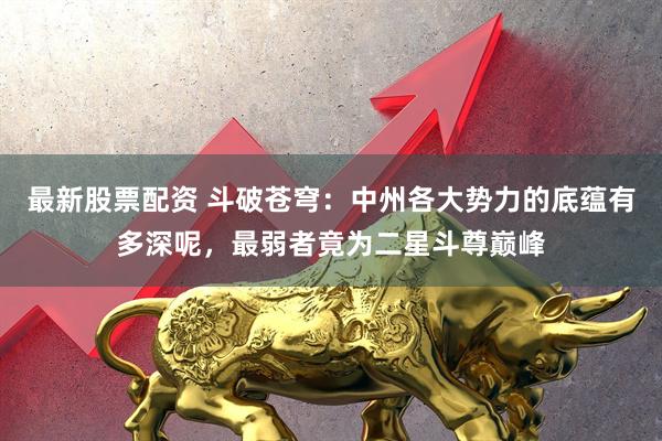 最新股票配资 斗破苍穹：中州各大势力的底蕴有多深呢，最弱者竟为二星斗尊巅峰
